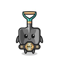 the MMA fighter shovel mascot with a belt