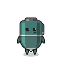 cute ballpoint character with suspicious expression