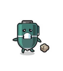 illustration of the ballpoint running in fear