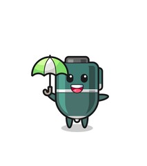 Fototapeta premium cute ballpoint illustration holding an umbrella