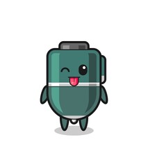 cute ballpoint character in sweet expression while sticking out her tongue