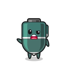 cartoon ballpoint character as a football referee giving a yellow card