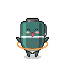 cute ballpoint cartoon is playing hula hoop