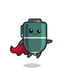 cute ballpoint superhero character is flying
