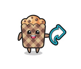 cute muffin hold social media share symbol