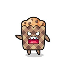 cute muffin cartoon in a very angry pose