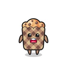muffin illustration with apologizing expression, saying I am sorry