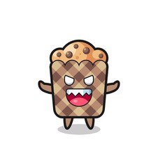 illustration of evil muffin mascot character