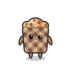 the mascot of the muffin with sceptical face