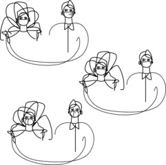 Wedding Couple. Bride and Groom. Hand Draw Vector
