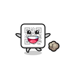 the happy qr code cartoon with running pose