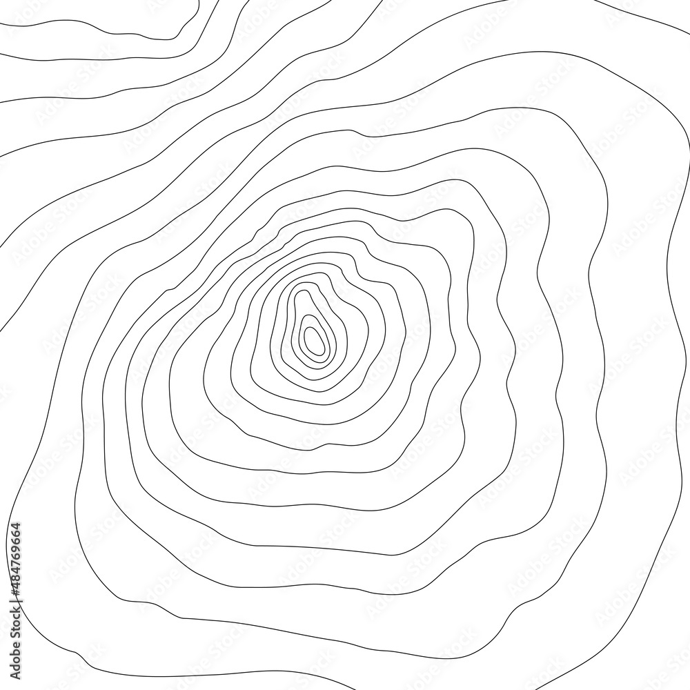 Aufkleber the stylized height of the topographic map contour in lines and slim contours. black on white. conce