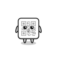 Fototapeta premium the bored expression of cute qr code characters