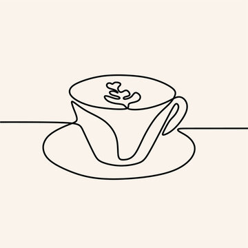 coffee cup oneline continuous single editable line art © Fadil