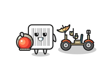 the cute barcode as astronaut with a lunar rover