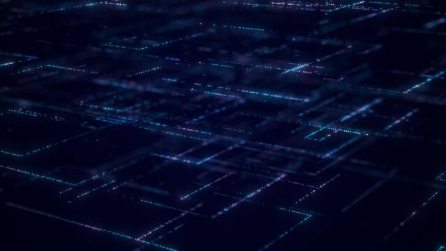 Abstract digital background. Data flow information. Concept of digital communication. Big data visualization. 3D rendering. 4k animation.