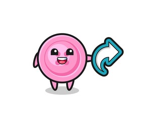 cute clothing button hold social media share symbol