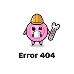 error 404 with the cute clothing button mascot