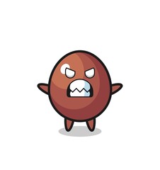 wrathful expression of the chocolate egg mascot character