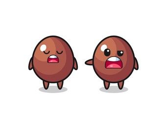 illustration of the argue between two cute chocolate egg characters