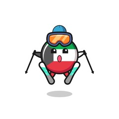 kuwait flag mascot character as a ski player