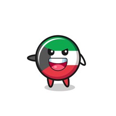 kuwait flag cartoon with very excited pose