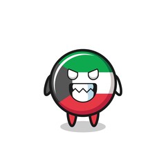 evil expression of the kuwait flag cute mascot character