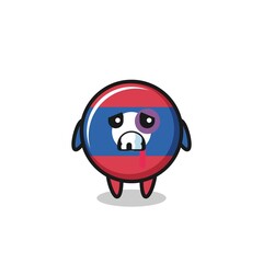 injured laos flag character with a bruised face