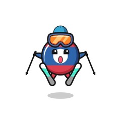 laos flag mascot character as a ski player