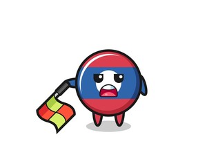 laos flag character as line judge hold the flag down at a 45 degree angle