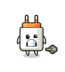 the illustration of the power adapter cartoon doing fart