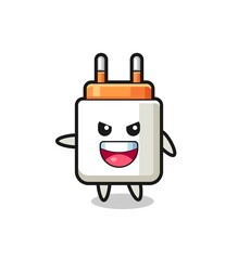 power adapter cartoon with very excited pose