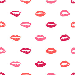Fototapeta na wymiar Valentine day. Lovely lips seamless vector pattern. Pattern with woman's flat lips. Fashion backdrop. Vector illustration.