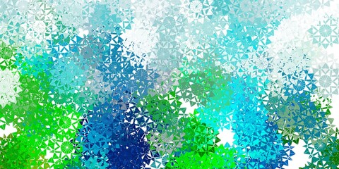 Light blue, yellow vector layout with beautiful snowflakes.
