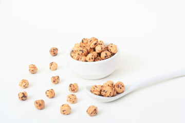 Roasted chickpea on white background