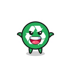 the illustration of cute recycling doing scare gesture