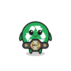 the MMA fighter recycling mascot with a belt