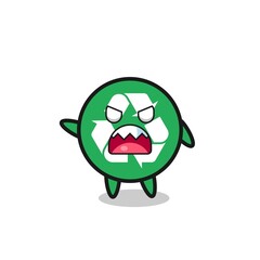 cute recycling cartoon in a very angry pose