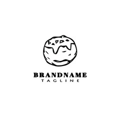 delicious bread cartoon logo icon design template black isolated vector illustration