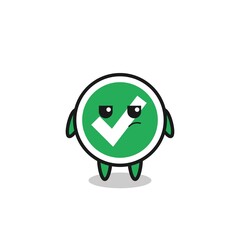 cute check mark character with suspicious expression