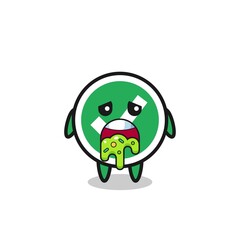 the cute check mark character with puke