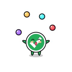 the check mark circus cartoon juggling a ball