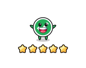 the illustration of customer best rating, check mark cute character with 5 stars