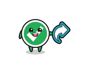 cute check mark hold social media share symbol