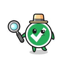 check mark detective character is analyzing a case