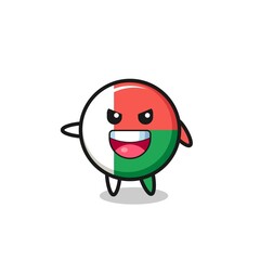 madagascar flag cartoon with very excited pose