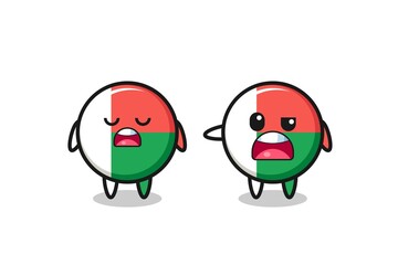 illustration of the argue between two cute madagascar flag characters