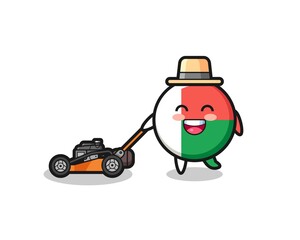 illustration of the madagascar flag character using lawn mower