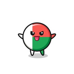 naughty madagascar flag character in mocking pose