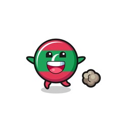 the happy maldives flag cartoon with running pose